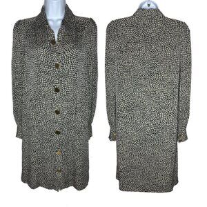 Diane Von Furstenberg Sz 2 Silk/Lycra Patterned Buttoned Shirt Dress (1435)